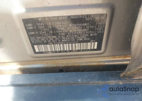 2010 Subaru Outback 2.5I Limited z USA, uszkodzony, nr VIN 4S4BRBKC1A3325530